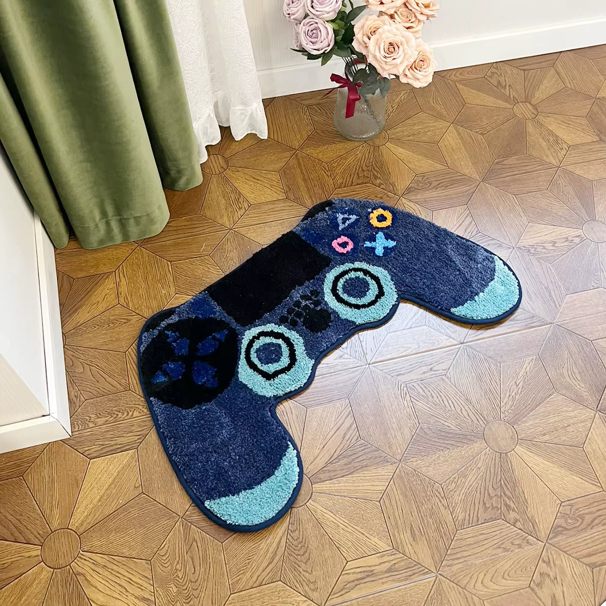 Gamer Controller Tufted Rug - Plush, Non-Slip Comfort for Game Rooms, Kids & Teens Bedroom Decor, Durable & Easy Care with Vibrant Colors