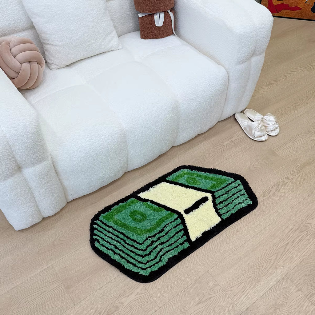 Transform your space with our Cartoon Dollar Green Tufted Rug! Perfect for the bathroom, entrance, or any room needing a pop of aesthetic charm. 🤑✨ #HomeDecor #RugGoals