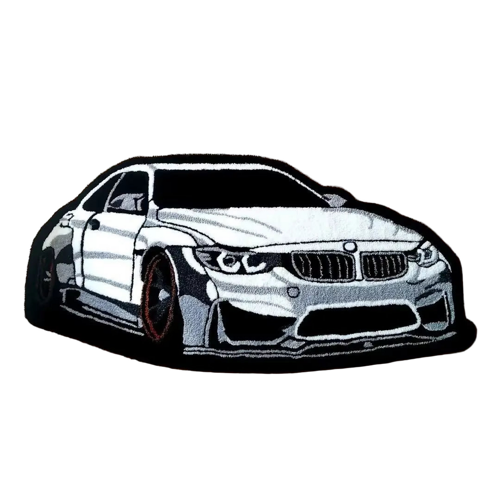 White Sport Car Rug