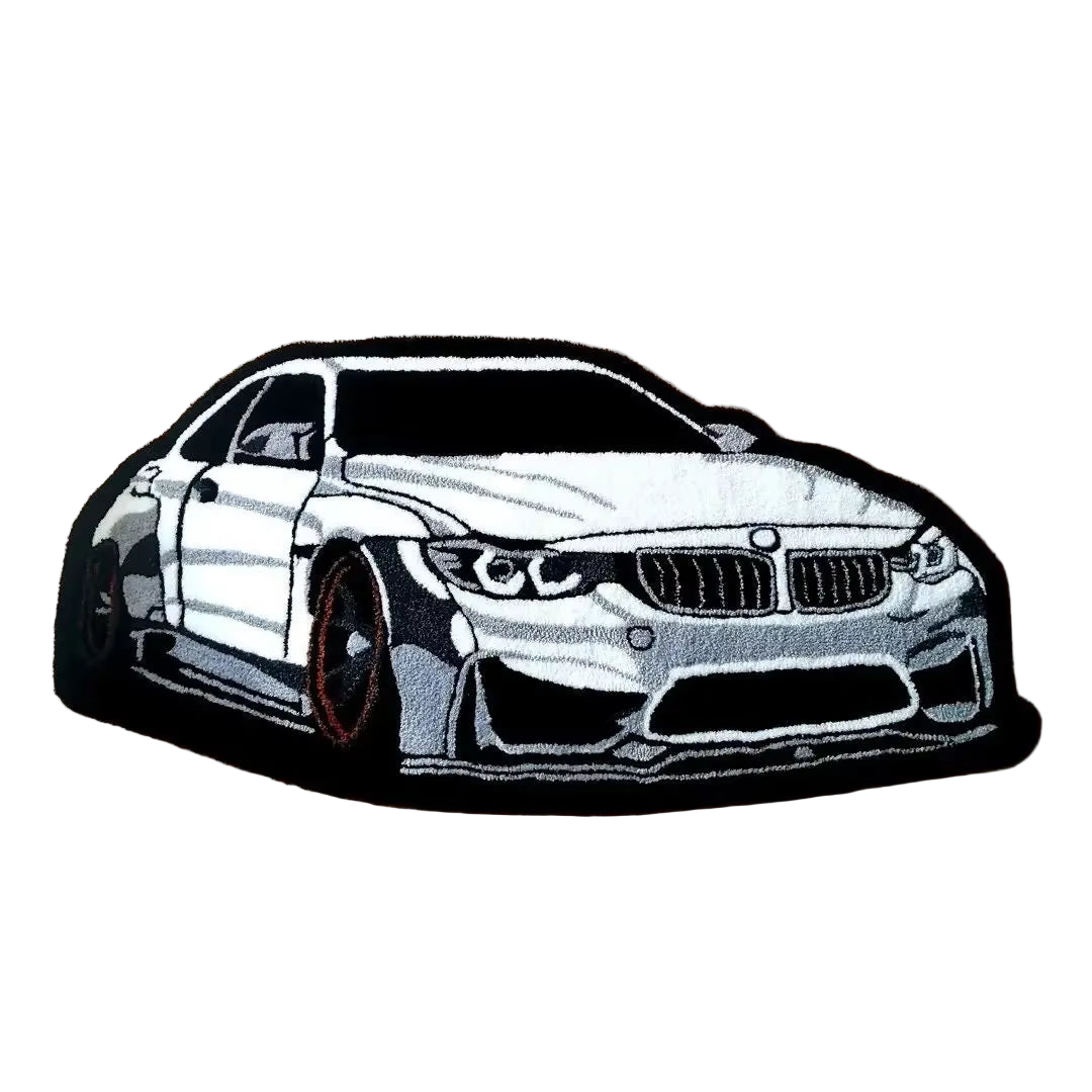 White Sport Car Rug