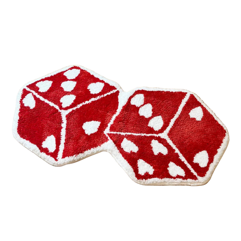 Cheerful Red Dice Tufted Rug - Soft, Washable Bedroom & Living Room Carpet for Aesthetic Home Decor