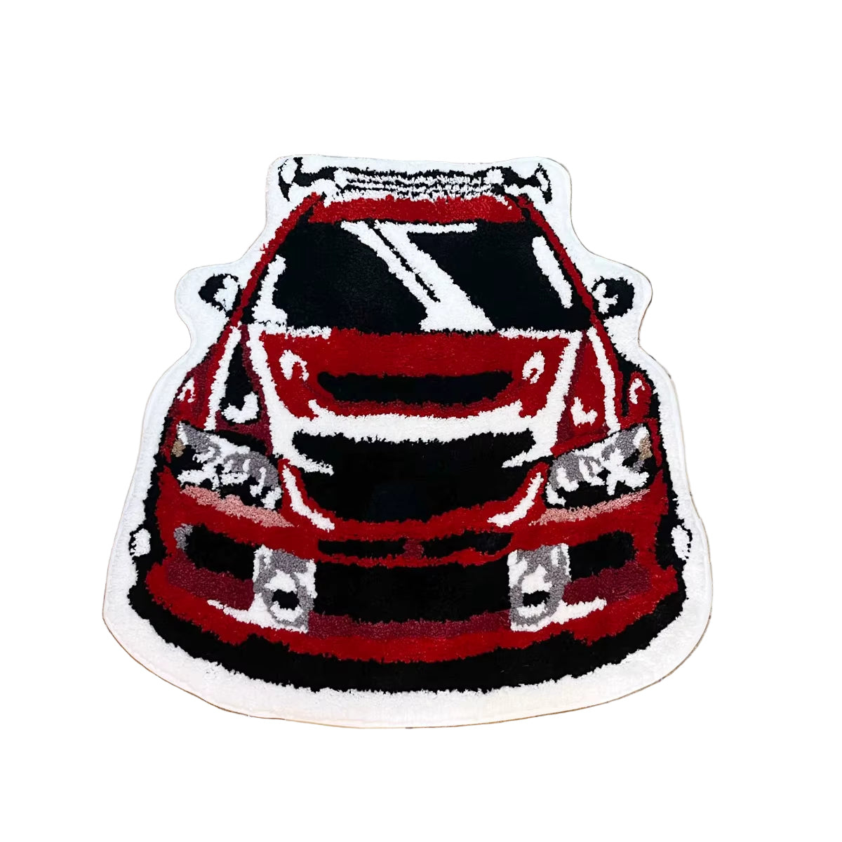 Red Racing Car Shaped Soft Tufted Rug - Non-Slip Absorbent Doormat for Enthusiasts