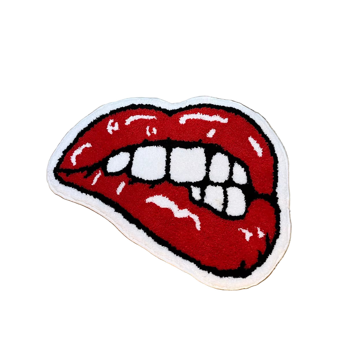 Luxurious Red Lips Tufted Rug - Cozy Anti-Slip Carpet for Kids Rooms, Bedrooms & Aesthetic Bathroom Decor
