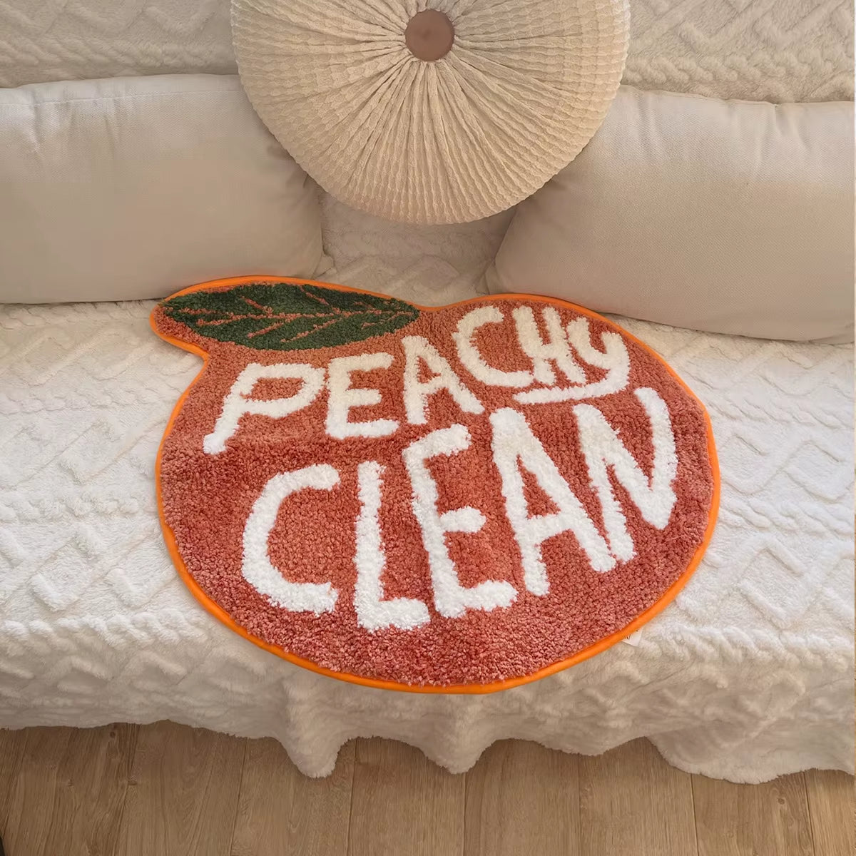 Transform your space with our adorable Peach Tufted Rug! Perfect for living rooms, bathrooms, and girls' bedrooms. Soft, non-slip, and super absorbent! 🛋️✨ #HomeDecor #RugLove