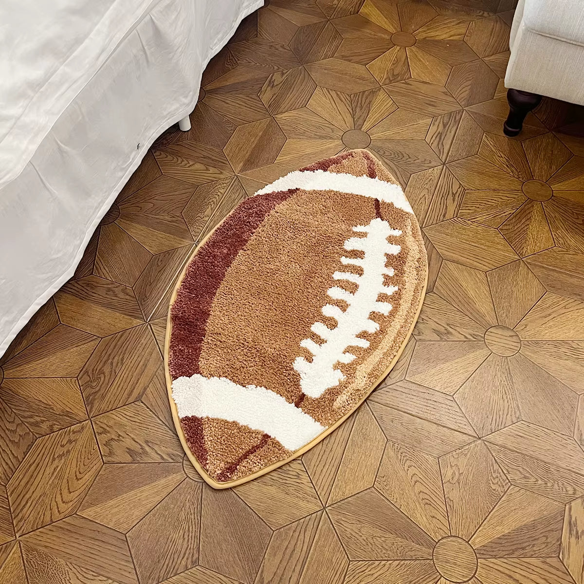 Transform your space with our cozy Football Tufted Rugs! Perfect for your bedroom, living room, or as a stylish doormat. Soft, fluffy, and oh-so-comfy! 🏈✨ #HomeDecor #RugLove