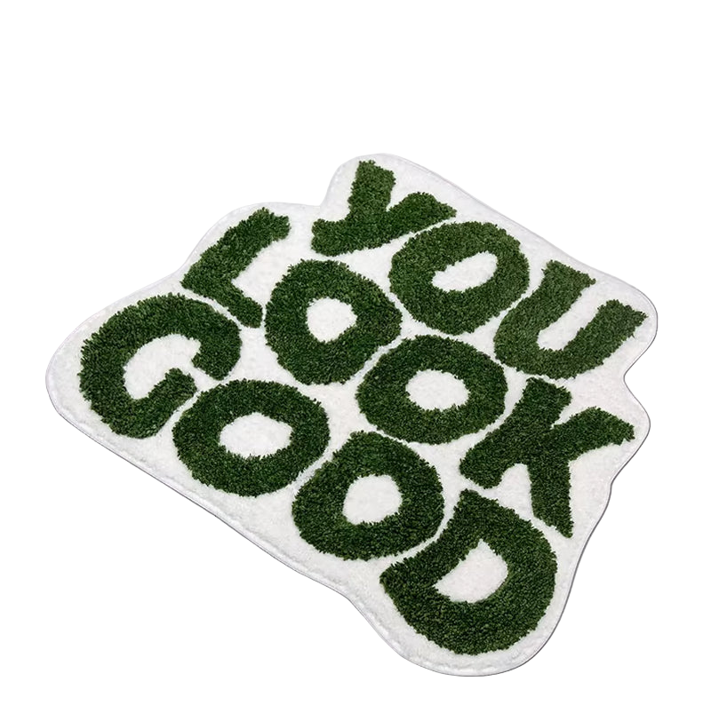 You Look Good Green Bath  Microfiber Rug