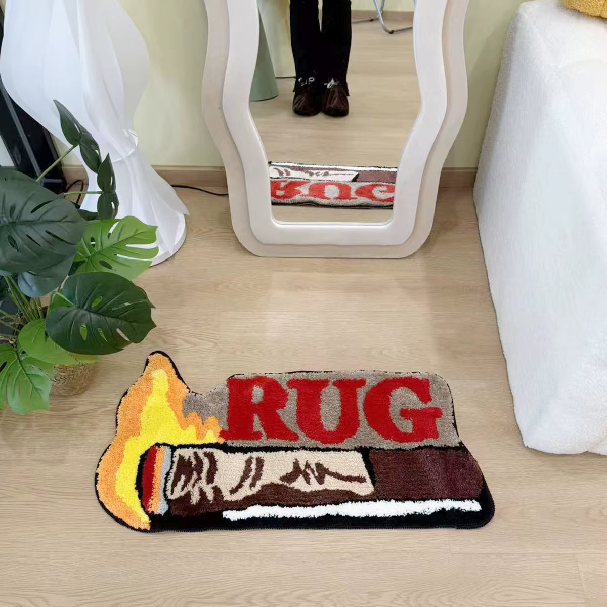Transform your space with our unique cigar-shaped tufted rug! Perfect for adding a touch of cool textile art to your home decor. Ideal for bedside use and anti-slip for safety! #HomeDecor #RugLove