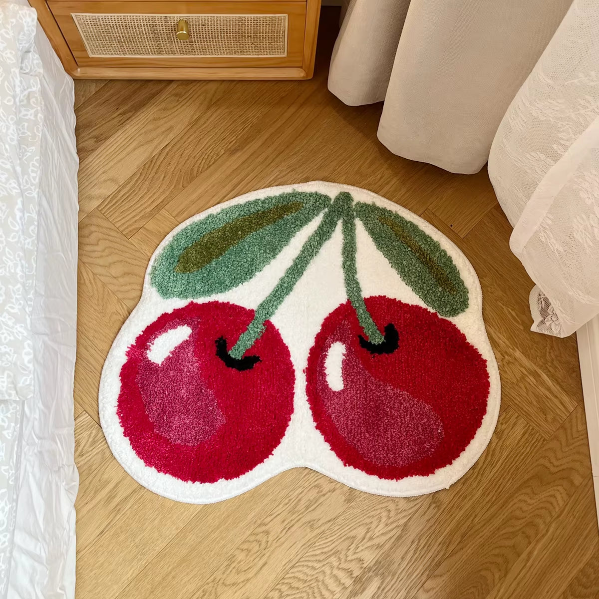 Transform your space with our adorable Cherry Handmade Tufting Rug! 🍒✨ Soft, fluffy, and super absorbent, this non-slip mat is perfect for any room or bathroom. Plus, it's washable for easy care! 🛁💖 #HomeDecor #RugLove