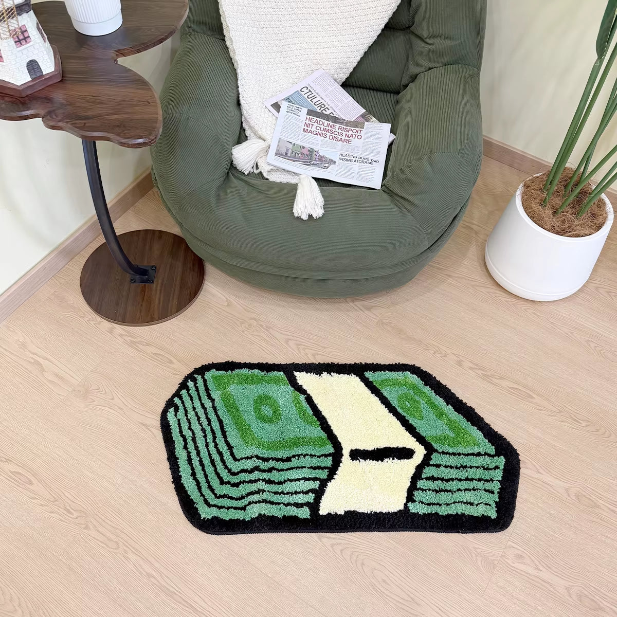 Transform your space with our Cartoon Dollar Green Tufted Rug! Perfect for the bathroom, entrance, or any room needing a pop of aesthetic charm. 🤑✨ #HomeDecor #RugGoals