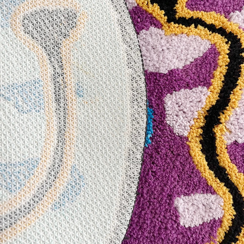 Vibrant Handmade Tufted Rug: A Magical Smiling Face for Your Home Decor & Perfect Gift! 🌈✨🧡