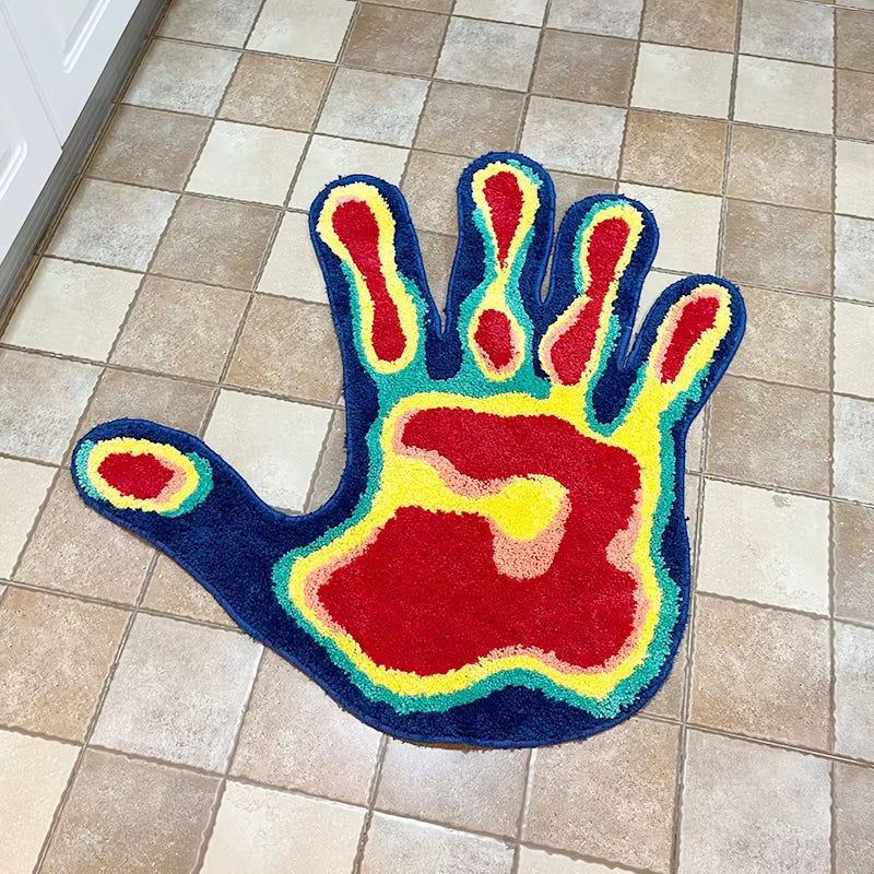 Plush Handmade Palm Shape Tufted Rug - Soft, Fluffy, and Colorful Home Decor for Living Room and Bedroom Aesthetic