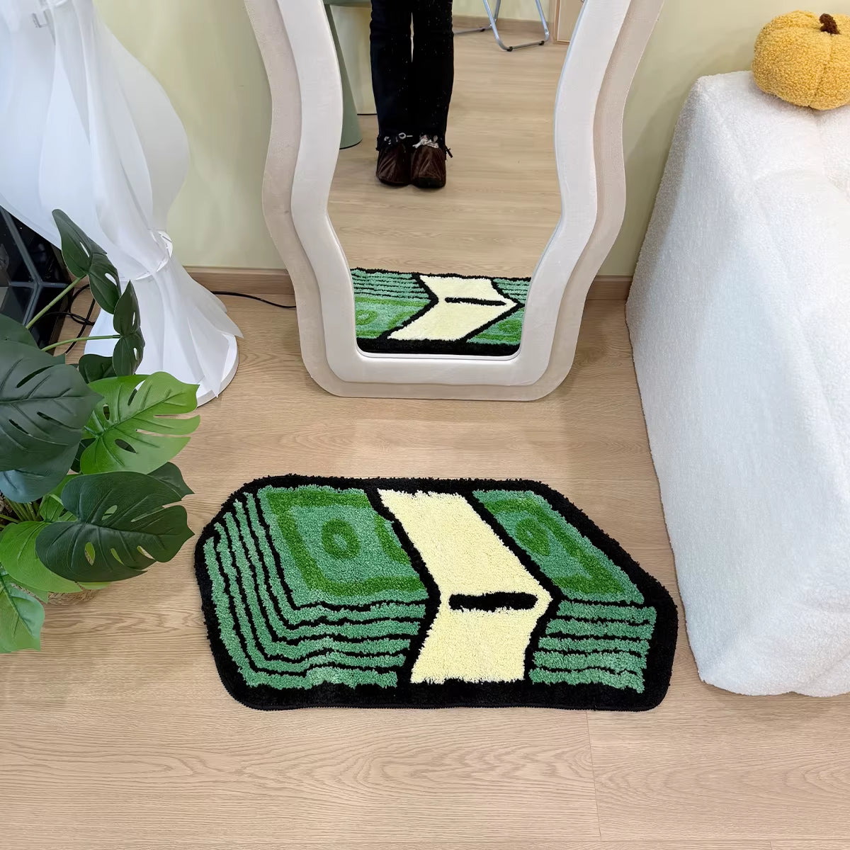 Transform your space with our Cartoon Dollar Green Tufted Rug! Perfect for the bathroom, entrance, or any room needing a pop of aesthetic charm. 🤑✨ #HomeDecor #RugGoals