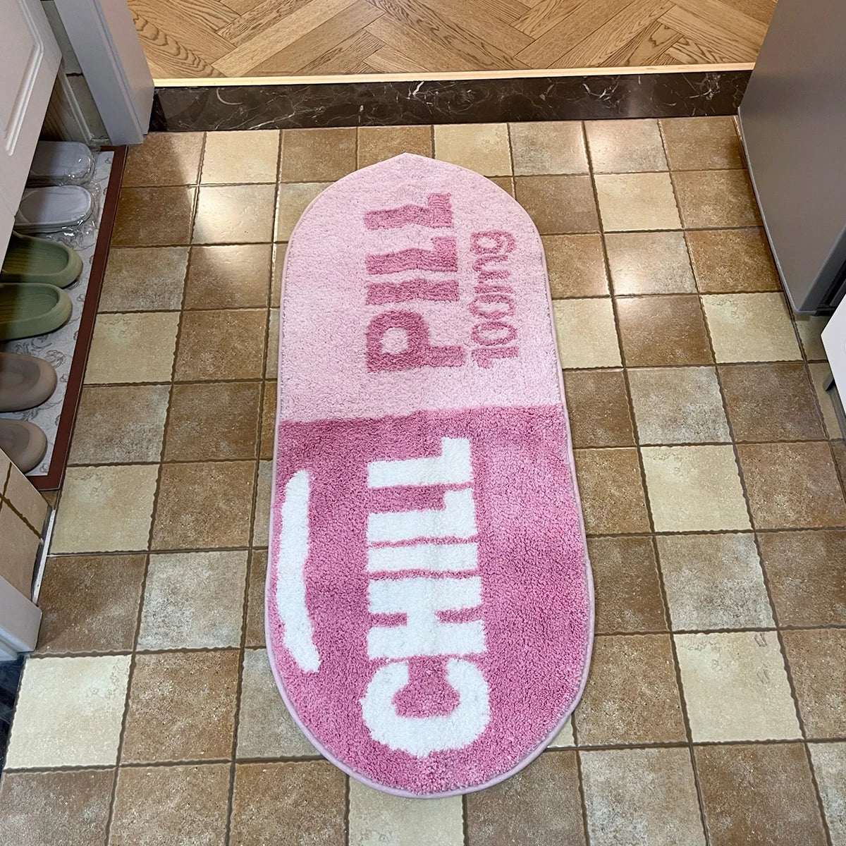 "Chill Pill: The Rug That Yells 'Stay Put, Couch Potato!' - Ideal for Soaking, Camping, and Mastering the Art of Procrastination!"