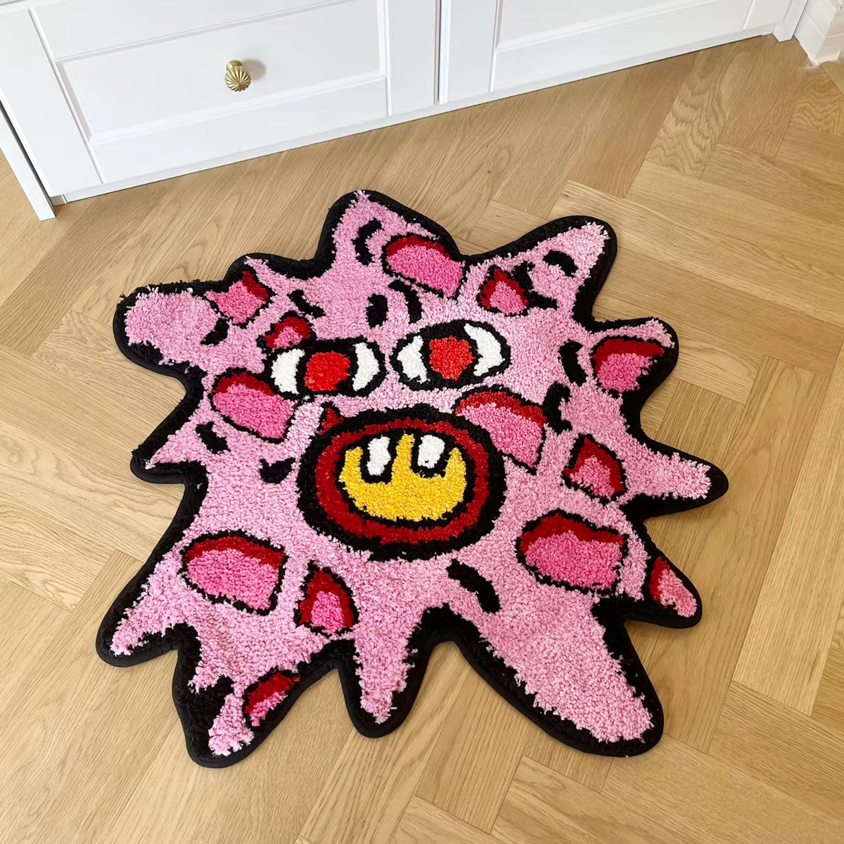 Add a pop of fun to your space with our Cherry Bomb Handmade Tufted Rug! Perfect for bedrooms, this kawaii carpet is a must-have for unique room decor! 🌟🛋️ #HomeDecor #KawaiiRug