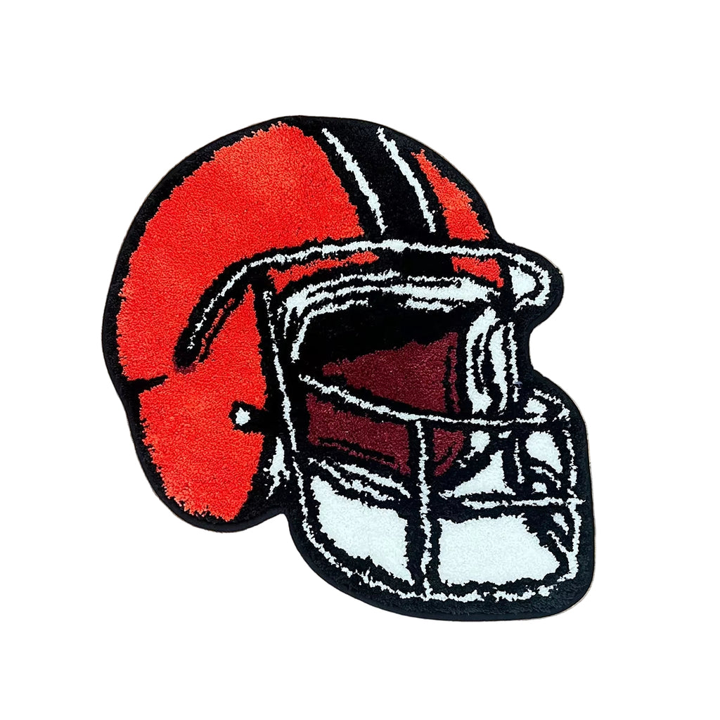 Stylish Football Helmet Tufted Rug - Soft & Fluffy Bedroom Carpet for Trendy Home Decor