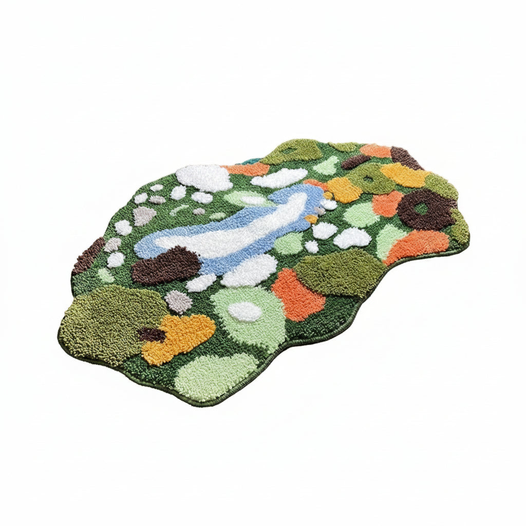 Luxury Green Moss Style Turfting Rugs Irregular Moss Carpet Landscape Rug Patio Nordic Fluffy Bedside Area Rug Abstract Art Mat