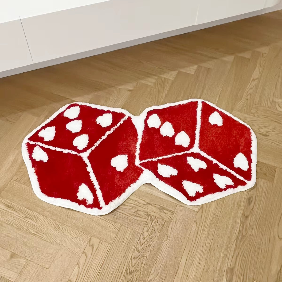 Cheerful Red Dice Tufted Rug - Soft, Washable Bedroom & Living Room Carpet for Aesthetic Home Decor
