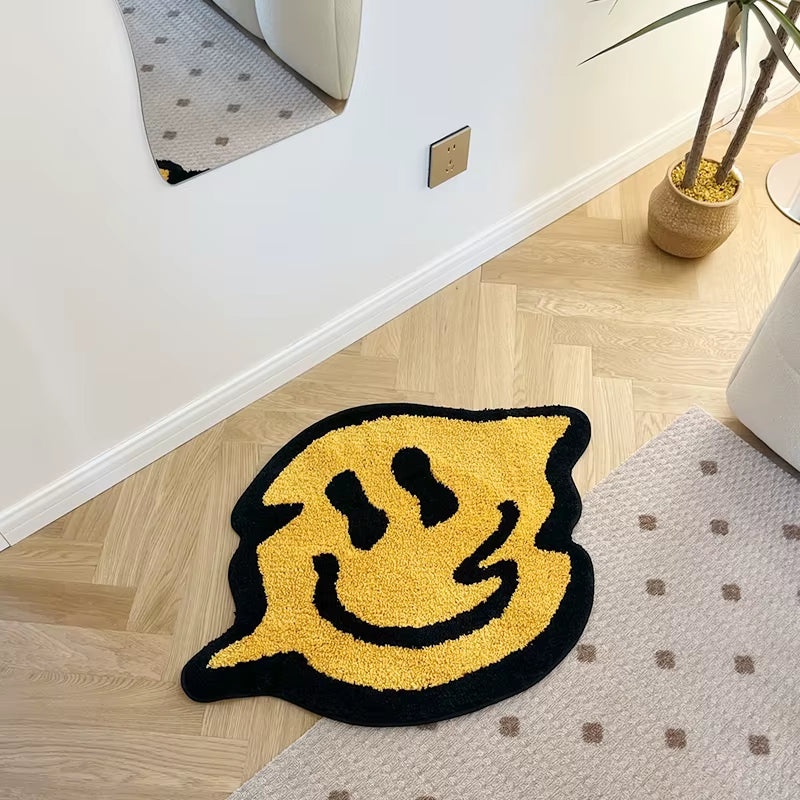 Brighten up your space with our Handmade Trippy Smiling Rug! Perfect for your bedroom, kitchen, or bathroom - non-slip and super absorbent! 🌀✨ #HomeDecor #CustomRug